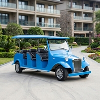 12-Sitzer Elektrisches Sightseeing-Auto Vintage Vierrad-Freizeitfahrzeug Himmelblau Touristenfahrzeug