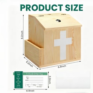 Boîte à offrandes en bois multifonctionnelle de qualité supérieure, boîte à dîmes et à demandes de prière pour l'église avec enveloppes - Product Image 6