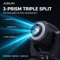 Projecteur LED mobile 60W avec triple prisme et anneau lumineux RGB, DMX512, activé par le son, Gobo, pour DJ, discothèque, karaoké, fête