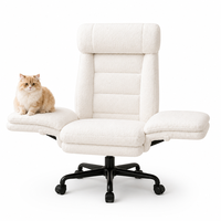 USMILEPET Chaise Partagée en Polaire Sherpa pour Humain et Animal, Double Repose-Pieds Pivotant pour Salon Moderne et Mobilier de Maison