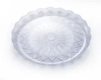 Plato de plástico de cristal irrompible para aperitivos, bandeja redonda