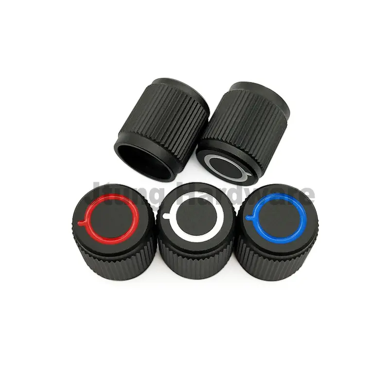 15X17MM black knob with high quality matte aluminum alloy potentiometer knob with red white and blue rings on top