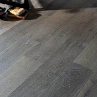Parquet en bois d'ingénierie multicouche haut de gamme, style rétro américain, en chêne fumé dentelé, composite, finition brossée foncée
