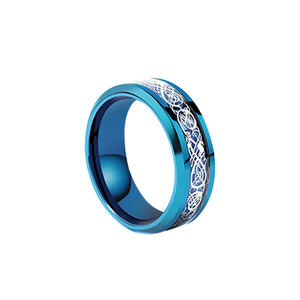 8毫米银/蓝/黑凯尔特龙批发碳化钨环 - Product Image 2