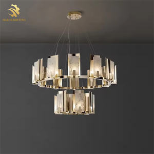 アメリカンデザインの高級レストラン用大理石シャンデリア、モダンなリングシャンデリア、クリエイティブな高級LEDレストランシャンデリア - Product Image 1