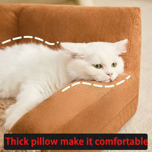 Lit pour animaux de compagnie en forme de rectangle doux et moelleux avec une zone de <span class=keywords><strong>repos</strong></span> supplémentaire pour les petits et grands chiens et chats - Product Image 2