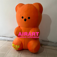 Grande mascotte gonflable en tissu pelucheux rose en forme d'ours de dessin animé, statue d'ours mignonne gonflable personnalisée avec logo pour la publicité extérieure