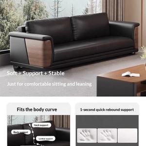 사무실 소파 커피 테이블 조합 세트 맞춤형 고탄성 폼 스펀지 심플 모던 가죽 비즈니스 보스 회의실 - Product Image 3