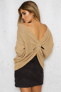 <span class=keywords><strong>Pull</strong></span>-over en coton à col en V pour <span class=keywords><strong>femme</strong></span>, style européen et américain, collection printemps-automne, best-seller sur eBay et <span class=keywords><strong>AliExpress</strong></span> - Product Image 5