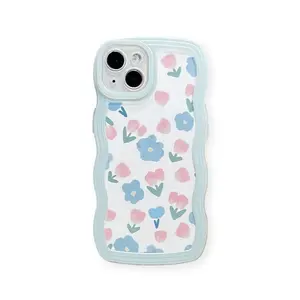 ins Premium color floral suitable for Apple iPhone14 phone case all-inclusive big wave silicone soft shell transparent