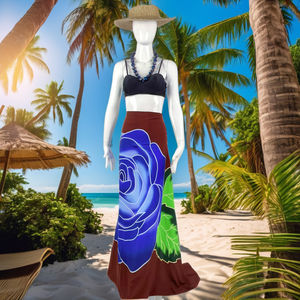 Hawaiian Tropical Rayon Rose Floral Sarong Dress Beach Swim Cover-Up Pareo Wrap <span class=keywords><strong>Chic</strong></span> Bikinis & Beachwear - Product Image 3