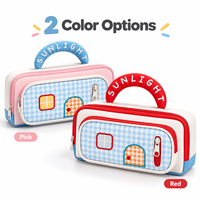 Trousse à crayons portable en toile avec fermeture éclair, motif maison mignonne, grande capacité, pour enfants, étudiants, avec poignée