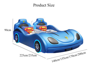 Lit enfant moderne en forme de voiture de course, lit enfant de luxe en bois et cuir - Product Image 5