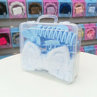 16 pièces/ensemble Spa lavage visage maquillage bandeaux bracelet fleur cheveux griffes pince femmes cheveux accessoires ensemble avec PVC boîte paquet