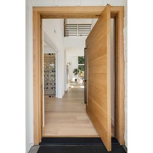 Portes d'entrée pivotantes en bois massif pour villa moderne, en chêne thaïlandais, style contemporain, isolées thermiquement – <span class=keywords><strong>Grande</strong></span> Vente - Product Image 4