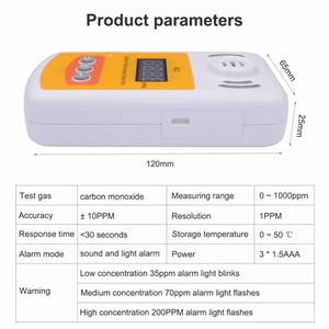 KXL-601 Mini karbon monoksida pendeteksi <span class=keywords><strong>Meter</strong></span> CO meteran Gas dengan suara dan cahaya Alarm detektor kebocoran - Product Image 3
