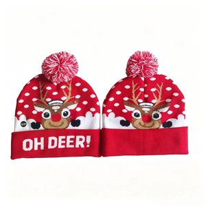 Bonnet en tricot jacquard de Noël, chaud, avec pompon, protection des oreilles, en laine, tendance, <span class=keywords><strong>d</strong></span>écoré de lumières LED, pour l'automne/hiver 333 - Product Image 4
