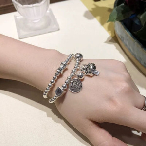 สร้อยข้อมือเงินแท้ S925 สไตล์เกาหลี ลายแมวนำโชค ประดับลูกปัดหลากหลายเม็ด ของขวัญแฟชั่นสำหรับผู้หญิง - Product Image 3