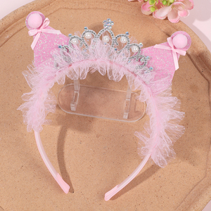 Diadema con Orejas <span class=keywords><strong>de</strong></span> Gato y Tiara <span class=keywords><strong>de</strong></span> Princesa, con Encaje, Tul, Pedrería y Perlas, para Niñas, Accesorios para el Cabello, para Fiestas <span class=keywords><strong>de</strong></span> Cumpleaños - Product Image 6