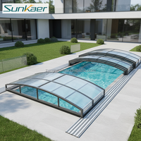 Top Aluminium Outdoor Wintergarten Einziehbare Pool abdeckung Gehäuse Lange Lebensdauer Einziehbare Schwimmbad abdeckung Polycarbonat
