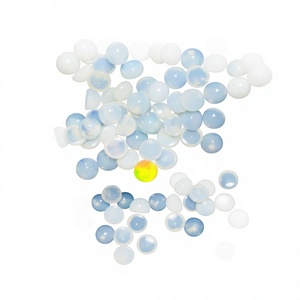 โอปอลสีขาวธรรมชาติทรงกลมเจียระไนแบบบริลเลียนท์ ขนาด 5x5 มม. น้ำหนัก 0.5-1 กะรัต พร้อมสีเล่นแสง/ไฟ แบบคาโบชอง สำหรับทำสร้อยข้อมือ - Product Image 1