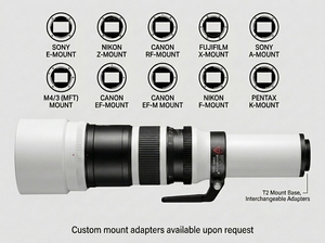 Obiettivo Professionale 500mm F6.3-32 a Fuoco Fisso, Teleobiettivo a Lunga Distanza con Messa a Fuoco Manuale per Fotocamere DSLR Nikon Canon Sony - Product Image 6