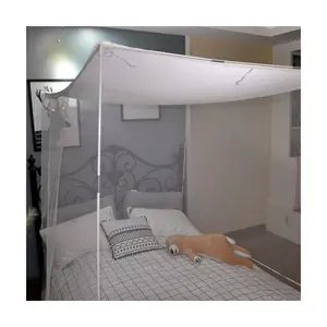 4 sudut single bed kanopi Suppliers-Grosir Atasan Kain Poliester Kasur Ganda Harga Terbaik Gaya Baru Jaring Nyamuk Tirai Tempat Tidur Rumah Tangga Atas Kotak Terenkripsi