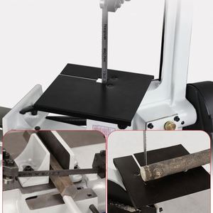 Sierra de cinta horizontal semiautomática para metales pequeños con cilindro hidráulico y transmisión por correa de tubo de aluminio y madera metálica - Product Image 4
