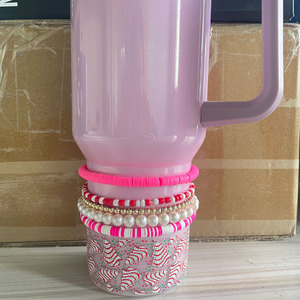 40oz Tumbler Accessories Decoration Pearl Beaded Charm Stackable Tumbler Bracelets Set Boot Topper <strong>Cup</strong> Friendship Bracelet <strong>Stack</strong> - Product Image 2