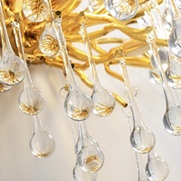 Lustre moderne en cristal en forme de branche d'arbre, lumière rectangulaire en forme de goutte de pluie pour plafond haut, hall d'entrée, salle à manger, grande lumière