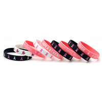 Bracelet de sensibilisation au cancer du sein alarme médicale bracelet en silicone ruban rouge activité propagande bracelet en caoutchouc