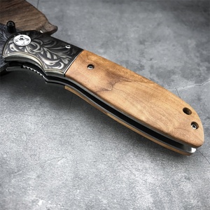 Couteau de poche EDC portable haute dureté, acier 440C, manche en bois pliable, camping et chasse, motif imprimé en 3D - Product Image 4