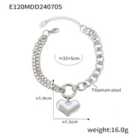 Bracelet chaîne avec pendentif cœur pour femmes et hommes, design géométrique asymétrique, bijoux de mode, vente en gros