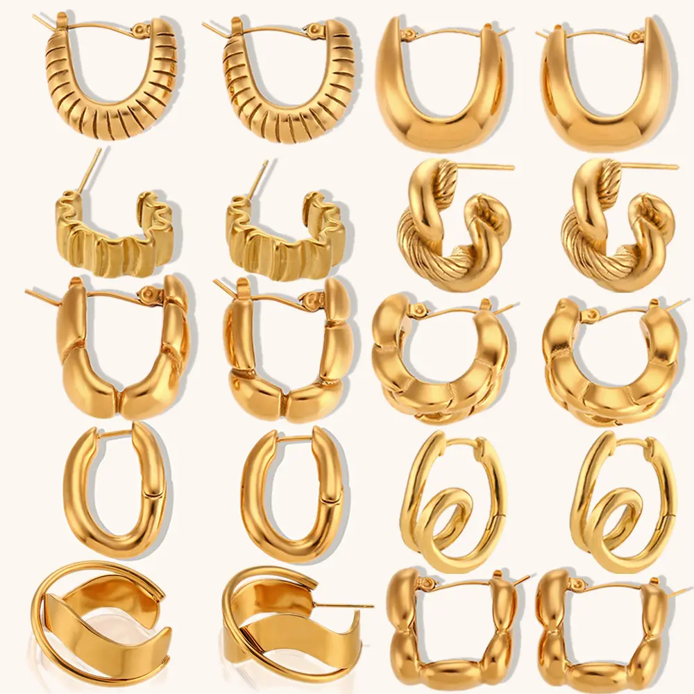 Kombination einfacher Ohrring-Schmuck einfache und modische edelstahl-blechene 18K-Goldohrringe für Damen