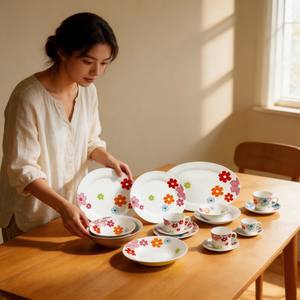 Service de table turc en porcelaine, vaisselle 72 pièces, marque HARVIT, design contemporain, service de table pour les fêtes - Product Image 5