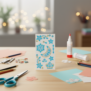 Autocollants brillants en strass Ilan 39011-2, motif floral bleu - Product Image 2