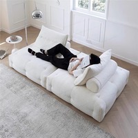 Ensemble de canapés modulaires à compression sous vide, revêtement en flanelle, design capitonné, style crème, en forme de L, combinaison libre pour salon