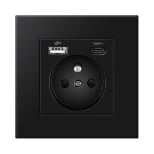 Enchufe <span class=keywords><strong>de</strong></span> pared francés estándar blanco 16A francés USB tipo C carga rápida elegante 86*86 PC Material toma <span class=keywords><strong>de</strong></span> corriente uso doméstico 250V Max - Product Image 1