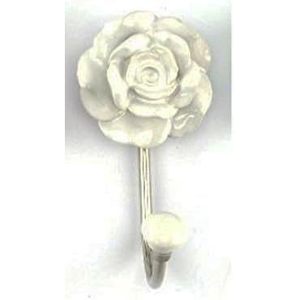Maithil Art Set of 2 White Ceramic <b>Key</b> Hat Coat <b>Hook</b> Rose Flower Ethnic <b>Wall</b> Decor <b>Wall</b> <b>Hooks</b> & Coat Racks - Product Image 2