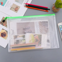 Pochette de rangement en maille PVC à fermeture éclair, format A4, pour documents, carnets, stylos et cartes de visite, directement de l'usine