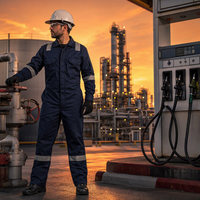 Traje de trabajo de algodón negro para hombre, alta visibilidad, seguridad general, uniforme ATPV2, Mono de tira reflectante blanca para minería, servicio OEM