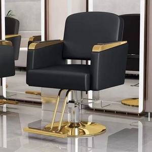 Vente directe usine 2026 – Fauteuil de coiffure moderne à base dorée, chaise de barbier professionnelle - Product Image 3