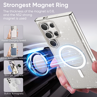 En stock, coque de téléphone transparente avec paillettes pour Samsung S24 Ultra, coque de téléphone magnétique transparente pour Galaxy S23 FE pour iPhone