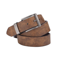 Ceinture en cuir PU vieilli style rétro pour homme avec boucle ardillon en alliage, design élégant et décontracté, largeur standard 120 cm, longueur
