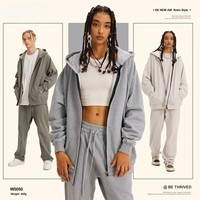 Ensemble de veste et cardigan zippé à capuche en coton uni coupe ample style urbain pour homme – Collection Automne 2025