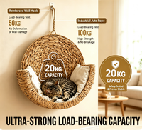 Lit suspendu pour chat en rotin tissé à la main, hamac balançoire pour animaux de compagnie en osier avec coussin moelleux pour chats d'intérieur