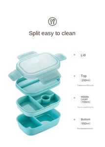 Wholesale 1pc Portable <b>Lunch</b> <b>Box</b> 3 <b>Stackable</b> Bento Containers for Adults Modern Minimalist Design with Utensil Set, Leak - Product Image 6