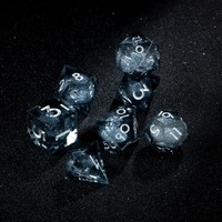 Ensemble de dés DND personnalisés en noir, dés polyédriques à bords tranchants avec numéros blancs pour les jeux de rôle Dungeon and Dragon, jeux de société et jeux de table