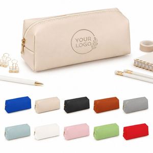 Étui à crayons en cuir personnalisé promotionnel avec logo, organiseur de bureau imperméable, pochette de voyage, trousse de maquillage pour cadeaux d'entreprise - Product Image 1