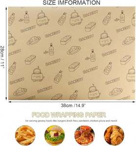 Papier spécial de qualité alimentaire avec revêtement PE, imprimé sur mesure, résistant à la graisse et à l'eau, pour kebab, sac ouvert - Product Image 2